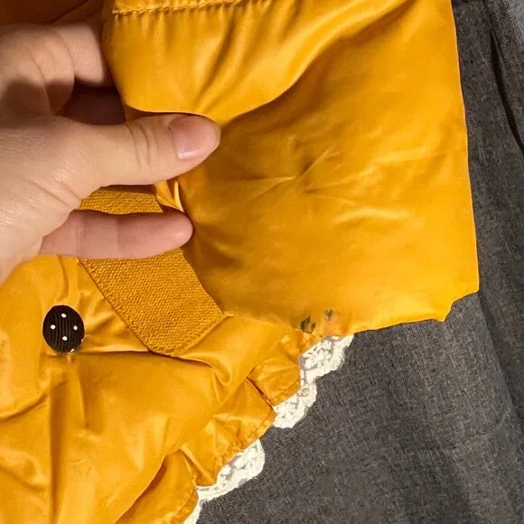 Purad Girl Yellow Puffy Jacket with Faux Sherpa Collar and Lace Trim - US Sz 12 - Picture 9 of 13